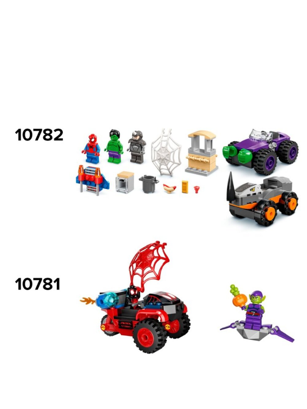 LEGO Marvel Spidey Bundle 10781 + 10782 Hulk Rhino Miles Morales Retired NO BOX